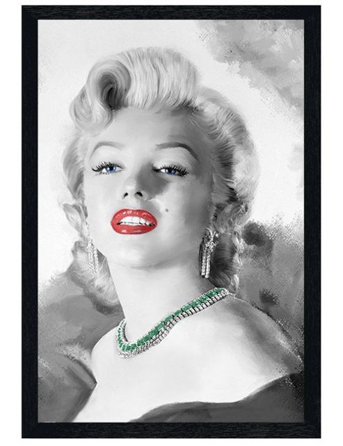 Image of Marilyn Monroe Black Wooden Framed Diamonds Are A Girl's Best Friend Poster
