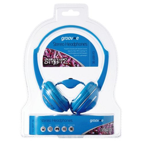 Image of Groov-e Gv897 Streetz Stereo Headphones With Volume Control Blue