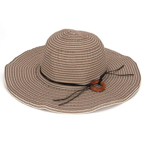 Image of Ladies Striped Sun Hat With Band