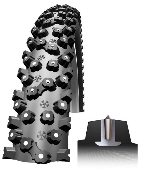 Image of Schwalbe Ice Spiker Performance Raceguard Winter Compound Rigid Tyre In Black 26 X 2.10