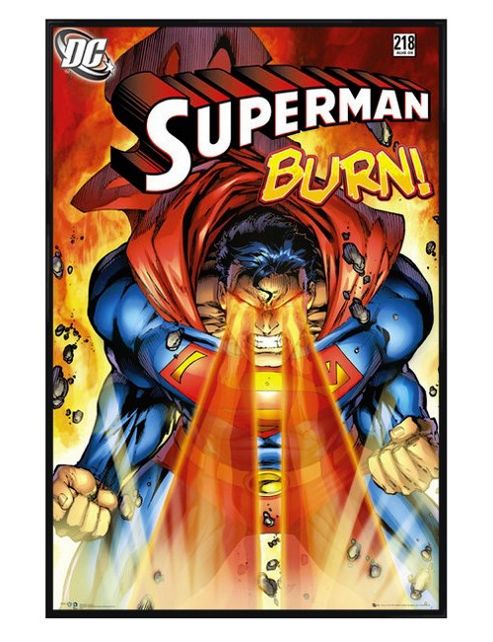 Image of Gloss Black Framed Dc Comics Superman Burn Poster