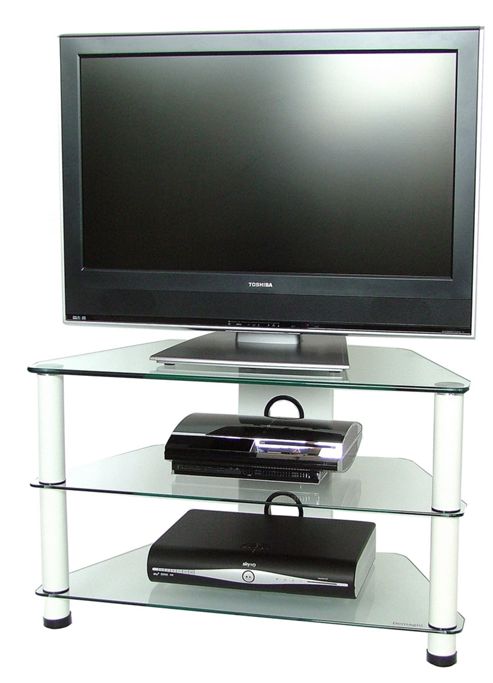 Image of 3 Shelf Tv Stand With White Legs