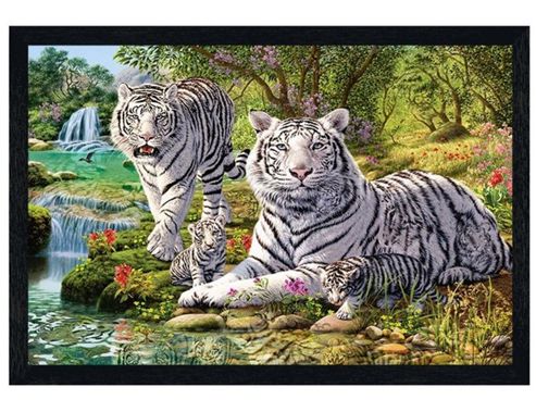 Image of Hidden Images Black Wooden Framed White Tiger Clan Poster