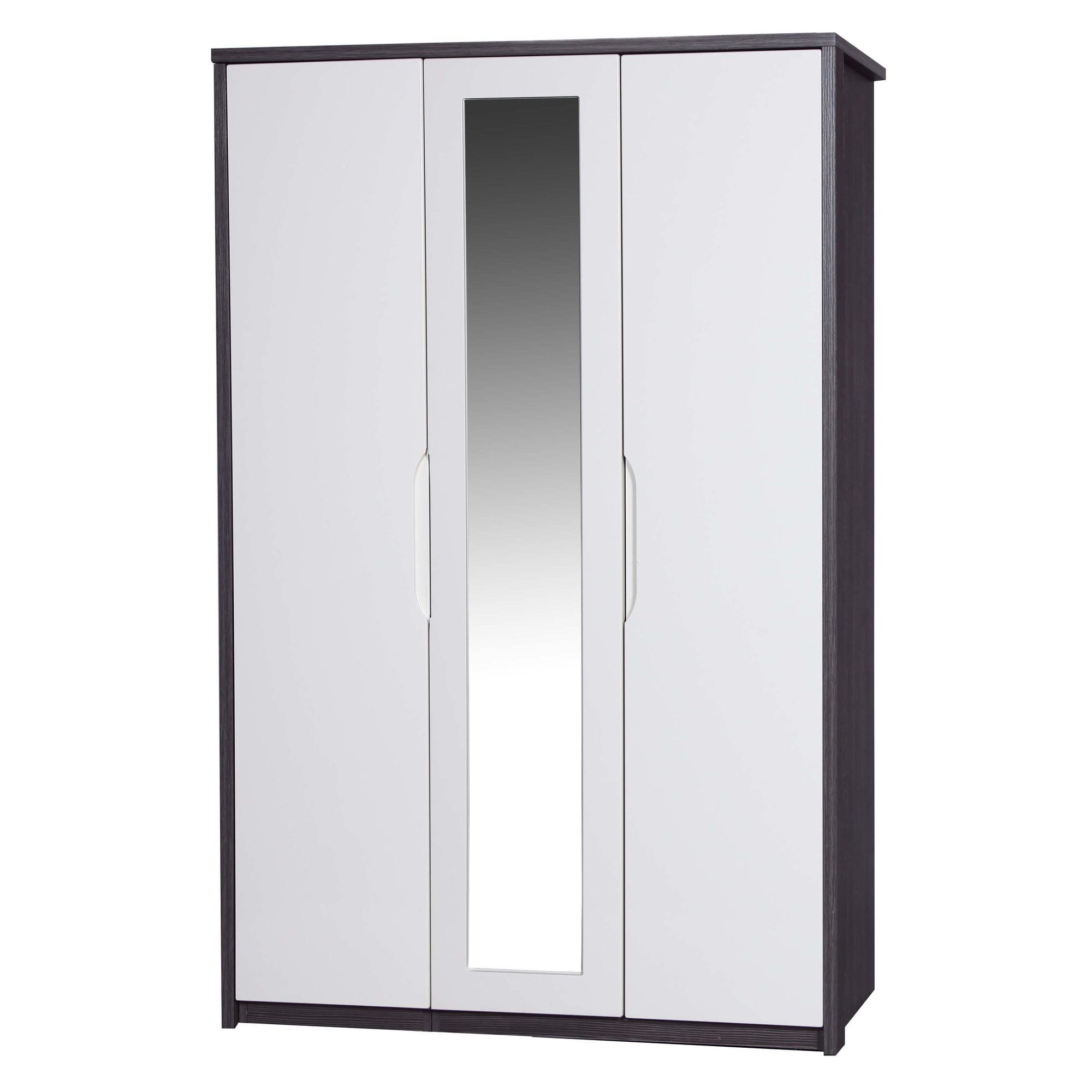 Alto Furniture Avola 3 Door Wardrobe with Mirror - Grey Avola Carcass With Cream Gloss at Tesco Direct