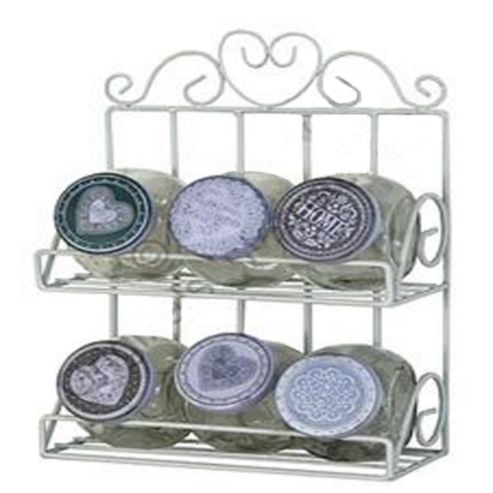 Image of Spice - Metal 6 Spice Bottle Storage Rack - Antique Cream