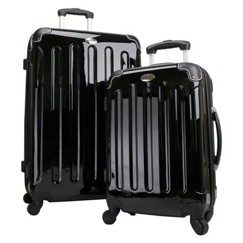 Image of Swiss Case 4 Wheel Hard 2pc Suitcase Set Black