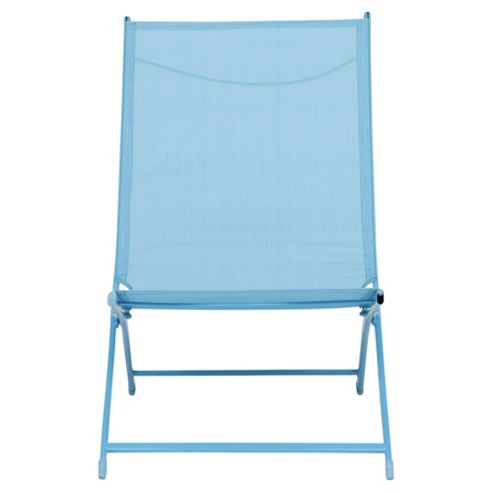 Image of Metal Frame Folding Deckchair, Aqua