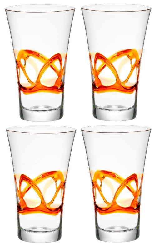 Image of Bormioli Rocco Ceralacca Hiball Glasses - 380ml - 12.75oz - Orange - Set Of 4