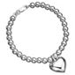 Sterling Silver Ball Bracelet with Heart Charm - 19cm
