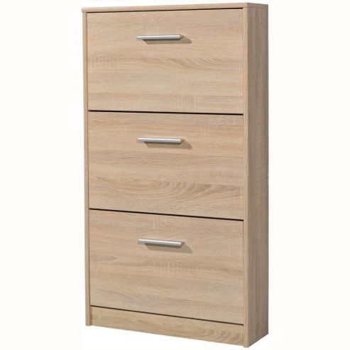 Image of 3 Flip Door Shoe Storage Cabinet - Light Oak