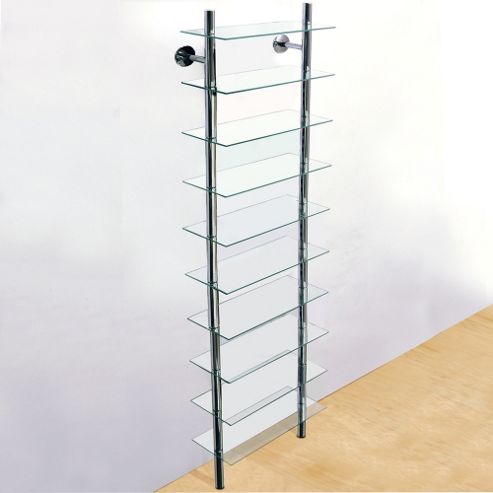 Image of Wall Mounted Glass Bathroom Storage Shelves - Clear