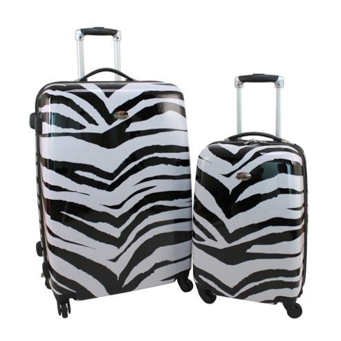 Image of Swiss Case 4 Wheel Hard 2pc Suitcase Set Zebra