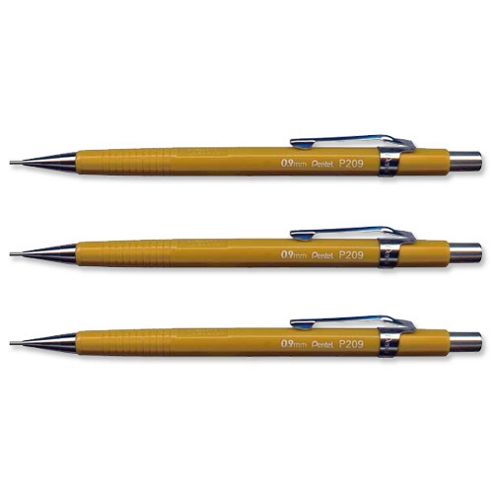 Image of Pentel Automatic Pencil Plastic Steel-lined With 6 X Hb 0.9mm Lead Ref P209-g [pack 12]