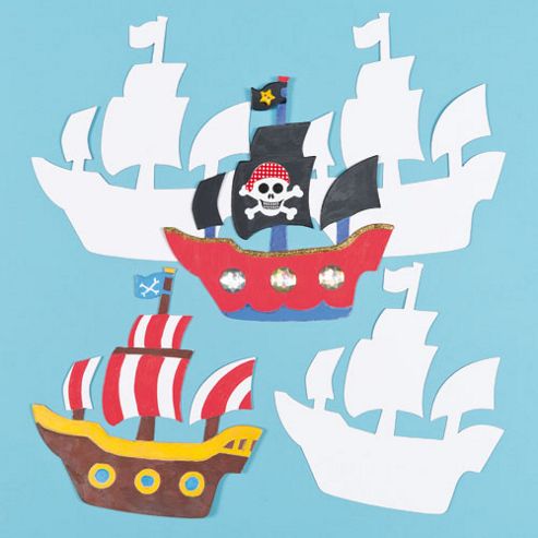 Image of Pirate Ship Card Shapes (pack Of 10)