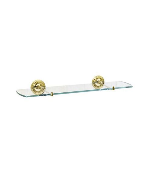 Image of Smedbo Villa Bathroom Glass Shelf - Polished Brass