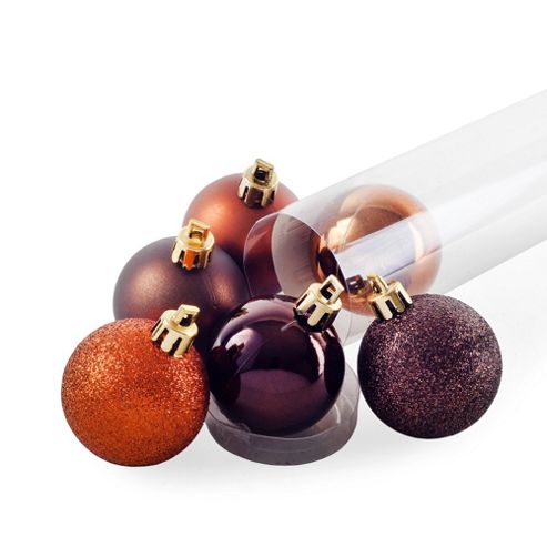 Image of Set Of Six Bronze/brown Shatterproof Christmas Tree Baubles
