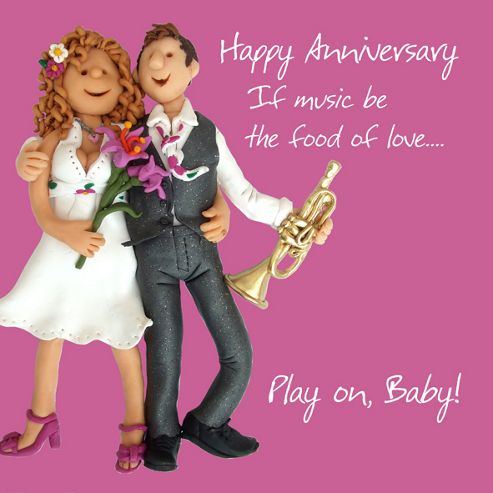 Image of Holy Mackerel Happy Anniversary. If Music Be The Food Of Love Greetings Card