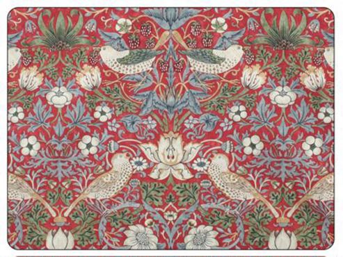 Image of Pimpernel Morris & Co Strawberry Thief Placemats, Red, Set Of 6