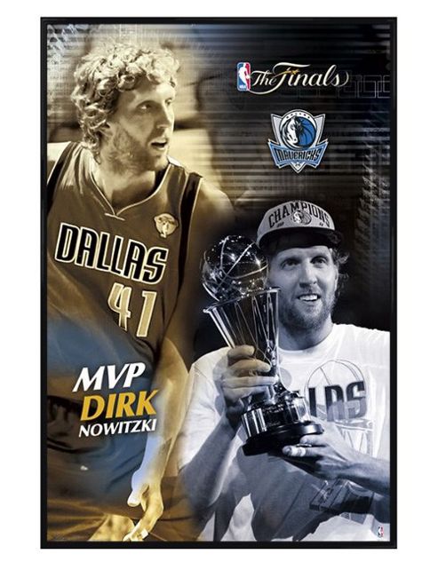 Image of Dallas Mavericks Gloss Black Framed Dirk Nowizki Poster