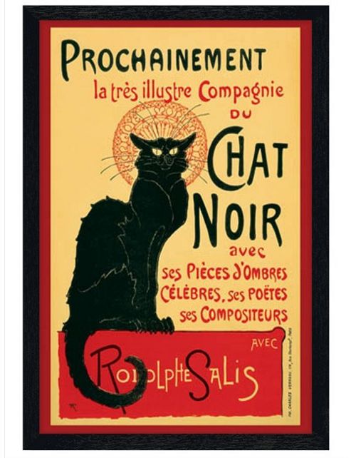 Image of Theophile Alexandre Steinlen Black Wooden Framed Tournee Du Chat Noir (turn Of The Black Cat) Poster