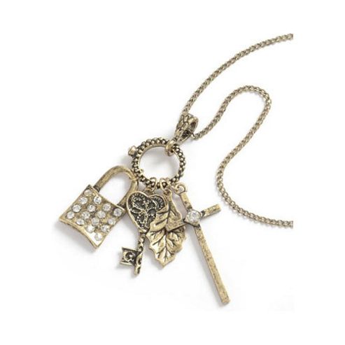 Image of Vintage Style Key And Diamante Padlock Pendant
