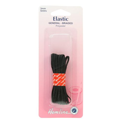 Image of Hemline - Flat Elastic - 3mm Black