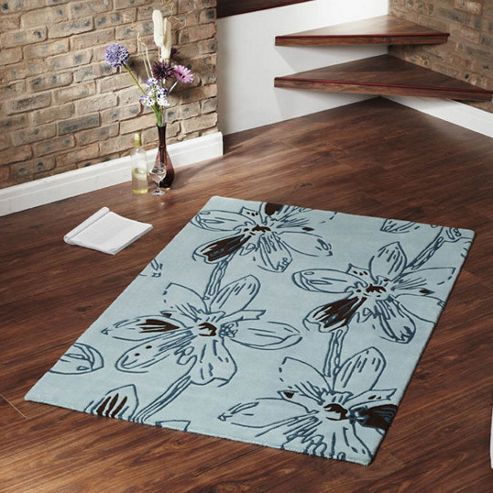 Image of Ultimate Rug Co Floral Art Yucca Blue Rug - 160 Cm X 230 Cm (5 Ft 3 In X 7 Ft 6.5 In)