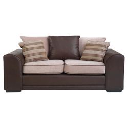 Inca leather effect & fabric sofabed mocha
