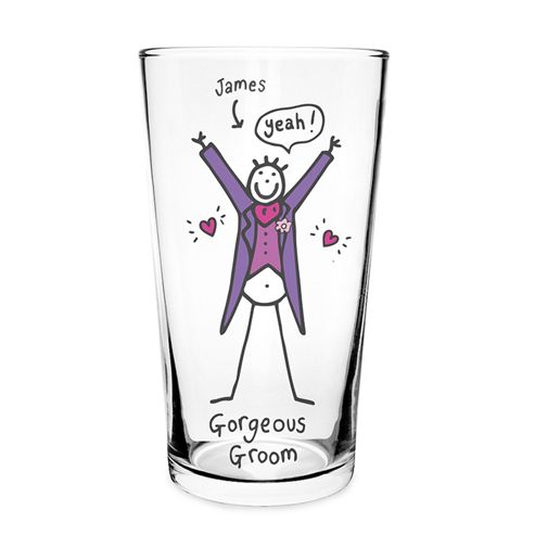 Image of Personalised Purple Ronnie Wedding Groom Pilsner Glass