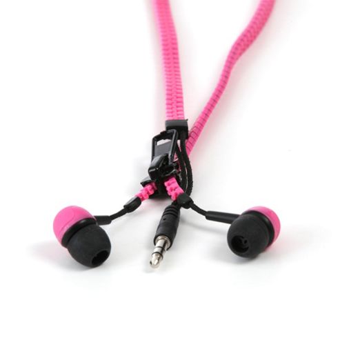 Image of Earphones - Zip Earphones - Pink/black - Thumbs Up