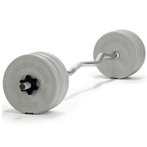 Image of Exercise Ez Curl Bar With 15kg Weight Set - Spinlock Collars Included