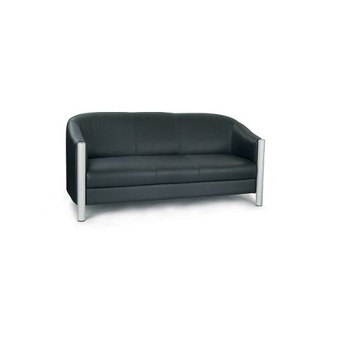 Image of Enduro Black Italian Leather Three Seater Tub Sofa
