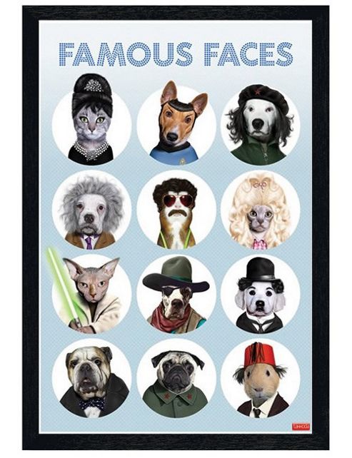 Image of Takkoda Black Wooden Framed Famous Faces Poster