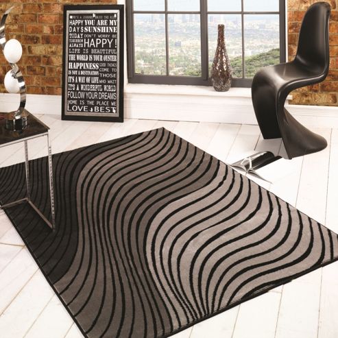 Image of Sincerity Modern Ripple Grey/black 160x230 Cm Rug