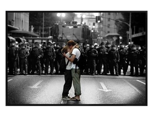 Image of Protest Kiss Gloss Black Framed An Act Of Defiance Poster