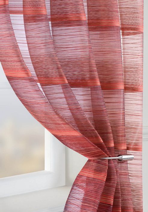 Image of Strata Voile Curtain Panel - Red