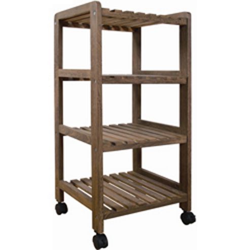 Image of Curtis - Four Tier Storage Shelves / Trolley - Dark Wood Effect