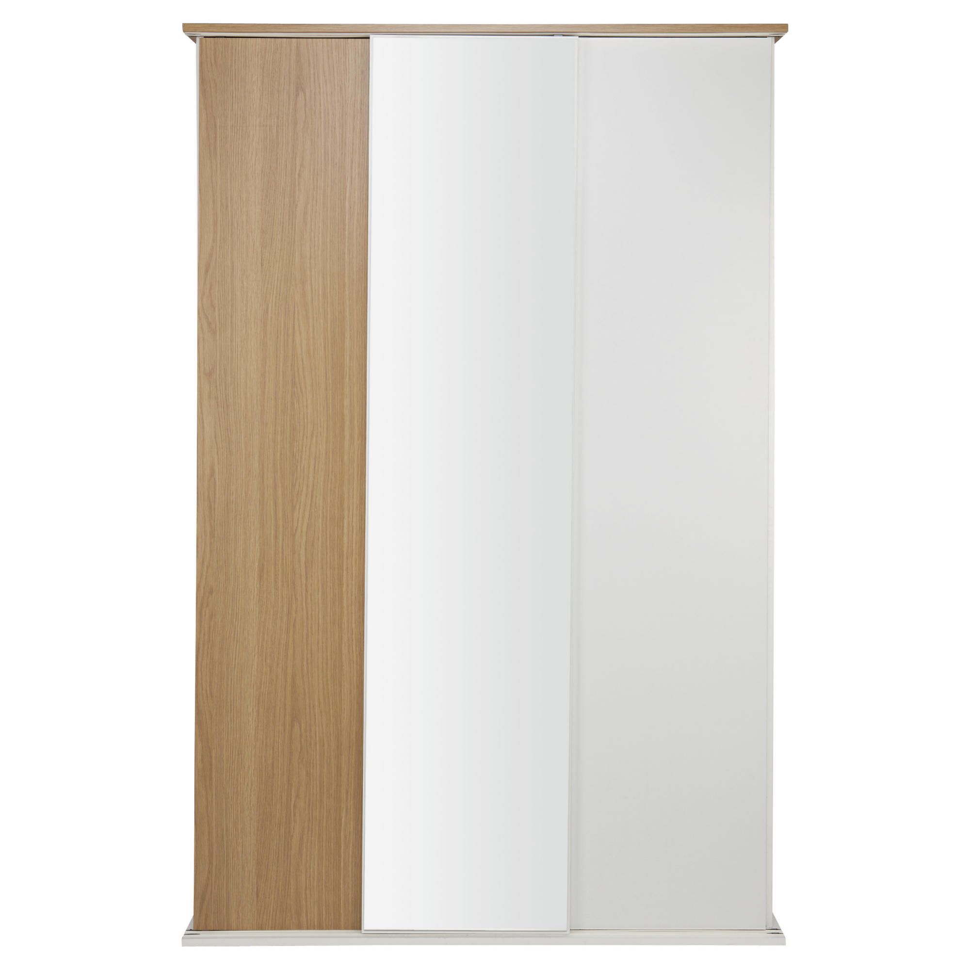 Palma 3 Door Mirror Sliding Robe With Internal Shelves Oak And White at Tesco Direct