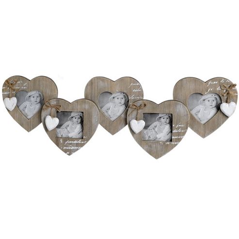 Image of Limed Wood Effect Wall Mounted 5 Photo Frames - Brown