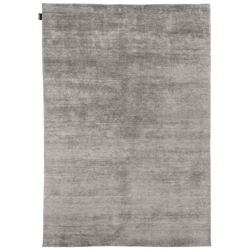 Image of Angelo Silky Dark Gray Knotted Rug - 240cm H X 170cm W (7 Ft 10.5 In X 5 Ft 7 In)