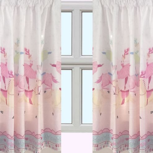 Image of Horse And Ballerina, Girls Bedroom Curtains 72s - Multi