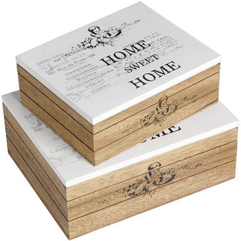 Image of Home Sweet Home - Set Of Two Boxes - Brown / Cream