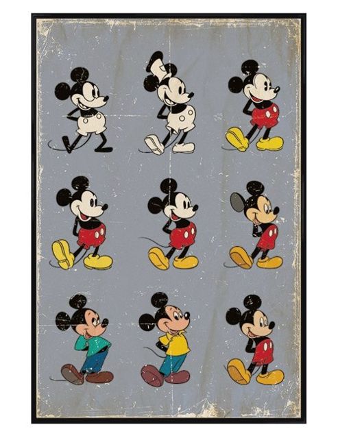Image of Walt Disney Mickey Mouse Gloss Black Framed Evolution Poster