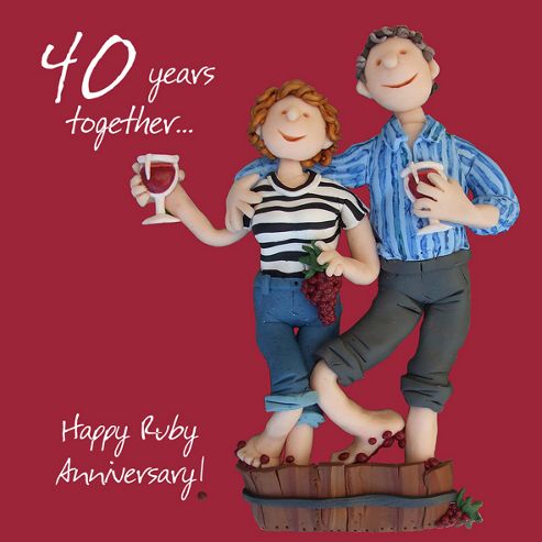 Image of Holy Mackerel Happy 40th Wedding Anniversary. Happy Ruby Anniversary Greetings Card
