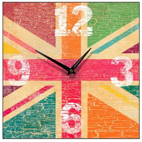 Image of Smith & Taylor Union Jack Tutti-frutti Square Wall Clock