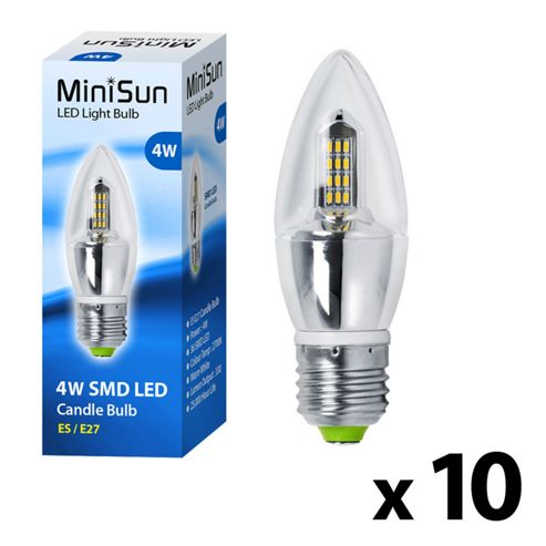 Image of Pack Of Ten Minisun Es E27 4w Smd Led Candle Bulbs Warm White