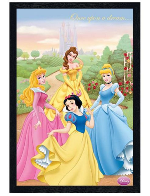 Image of Walt Disney Disney Princesses Black Wooden Framed Once Upon A Dream Poster