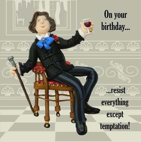 Image of Holy Mackerel Greeting Card - Resist Everything Except Temptation Birthday Card