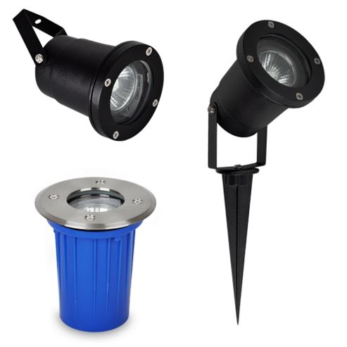 Image of Berwick Ip65 3 In 1 Outdoor Ground, Wall & Spike Light In Black Metal