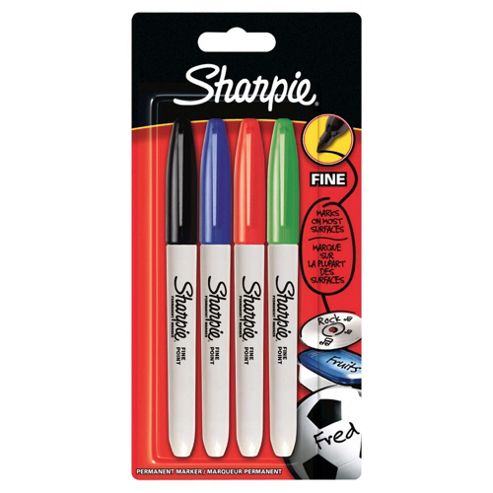 Image of Sharpie Fine Permanent Markers, Assorted Colours, 4 Pack